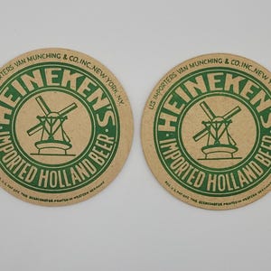 Lote de 2 porta-copos vintage Heineken importados da Holanda, cerveja belga, 4" Heineken imagem 5