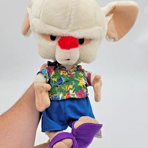 Vintage 1997 Animaniacs Pinky and the Brain Hawaiian Stuffed Plush 9” Toy by ACE