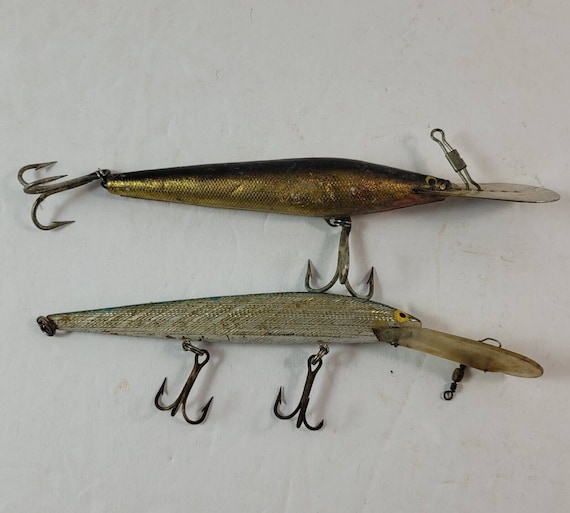 Vintage 7 Lot 2 Bagley's Go Devil Fishing Lure Spoon Bill Gold