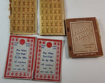 Vintage Lot of 2 Pay What You Push & Family Stamps Booklet 1950's 60's Ephemera