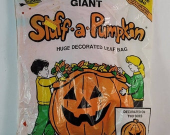 Vintage Giant Stuff A Pumpkin Huge Decorated Leaf Bag 56"-60" 140 Gallons