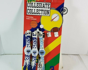Vintage 80's Display 12 College Collection Duke Blue UNC Tarheels Wristwatches