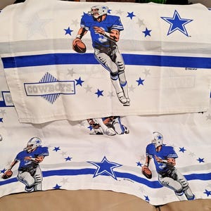 Vtg 1992 DALLAS COWBOYS Football NFL Flat Twin Bed Sheet & Pillowcase