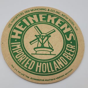 Lote de 2 porta-copos vintage Heineken importados da Holanda, cerveja belga, 4" Heineken imagem 3