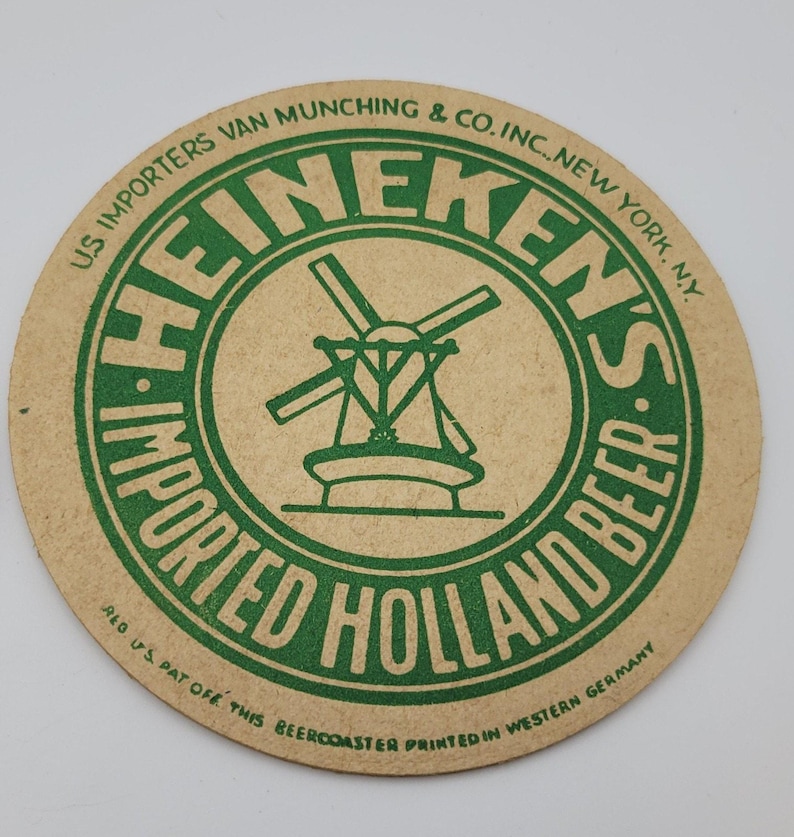 Lote de 2 porta-copos vintage Heineken importados da Holanda, cerveja belga, 4" Heineken imagem 3