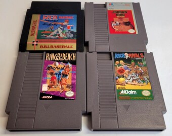 Lot of 4 Nintendo Entertainment System NES Sports Games Kings of the Beach etc