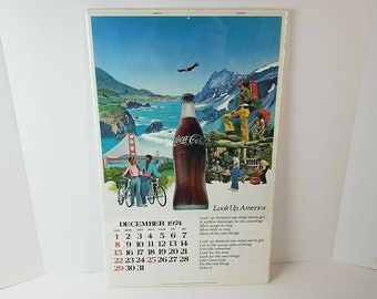 Vintage Coca Cola Coke Pubblicità 1974 Calendario Cerca America Ephemera