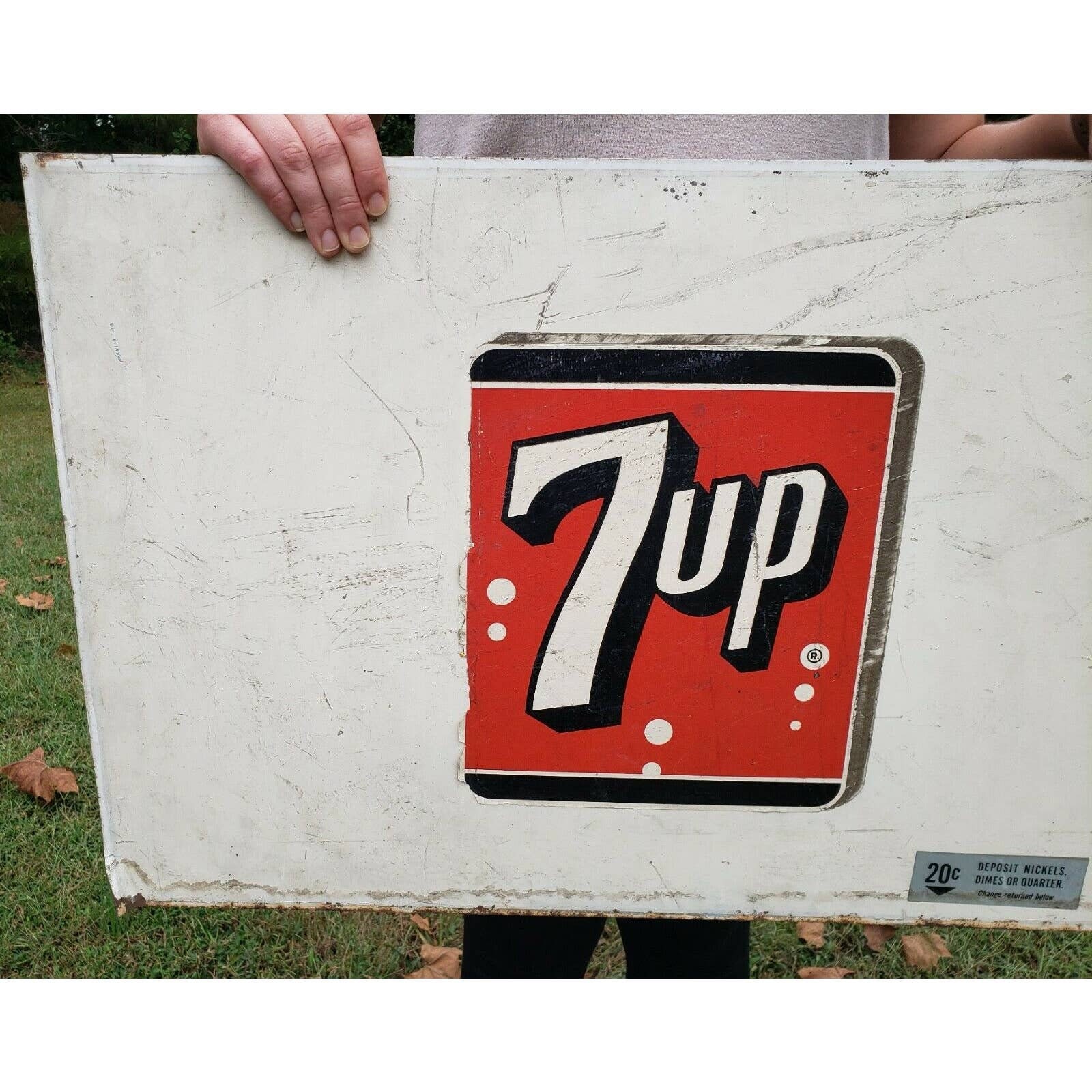 Vintage 7up Vending Machine Button Panel Advertising Sign 1970's