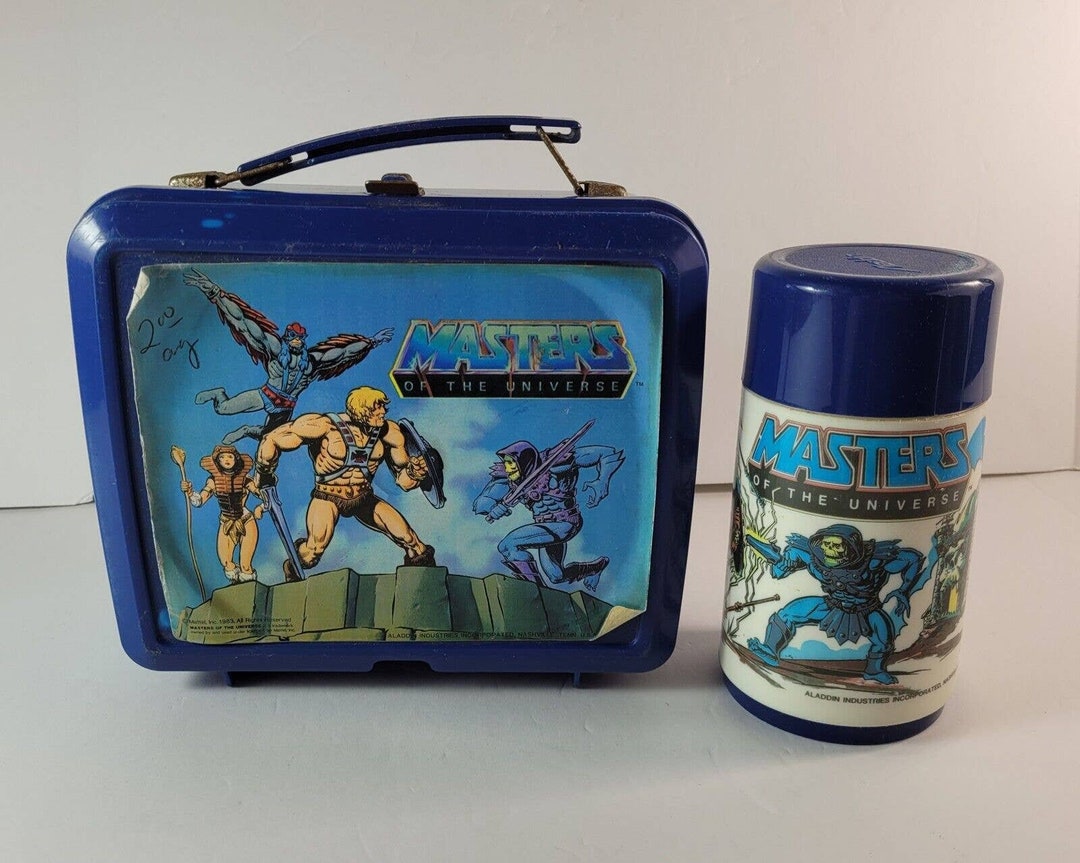 Vintage MOTU Masters of the Universe Metal Lunch Box w/ Thermos 1983  complete