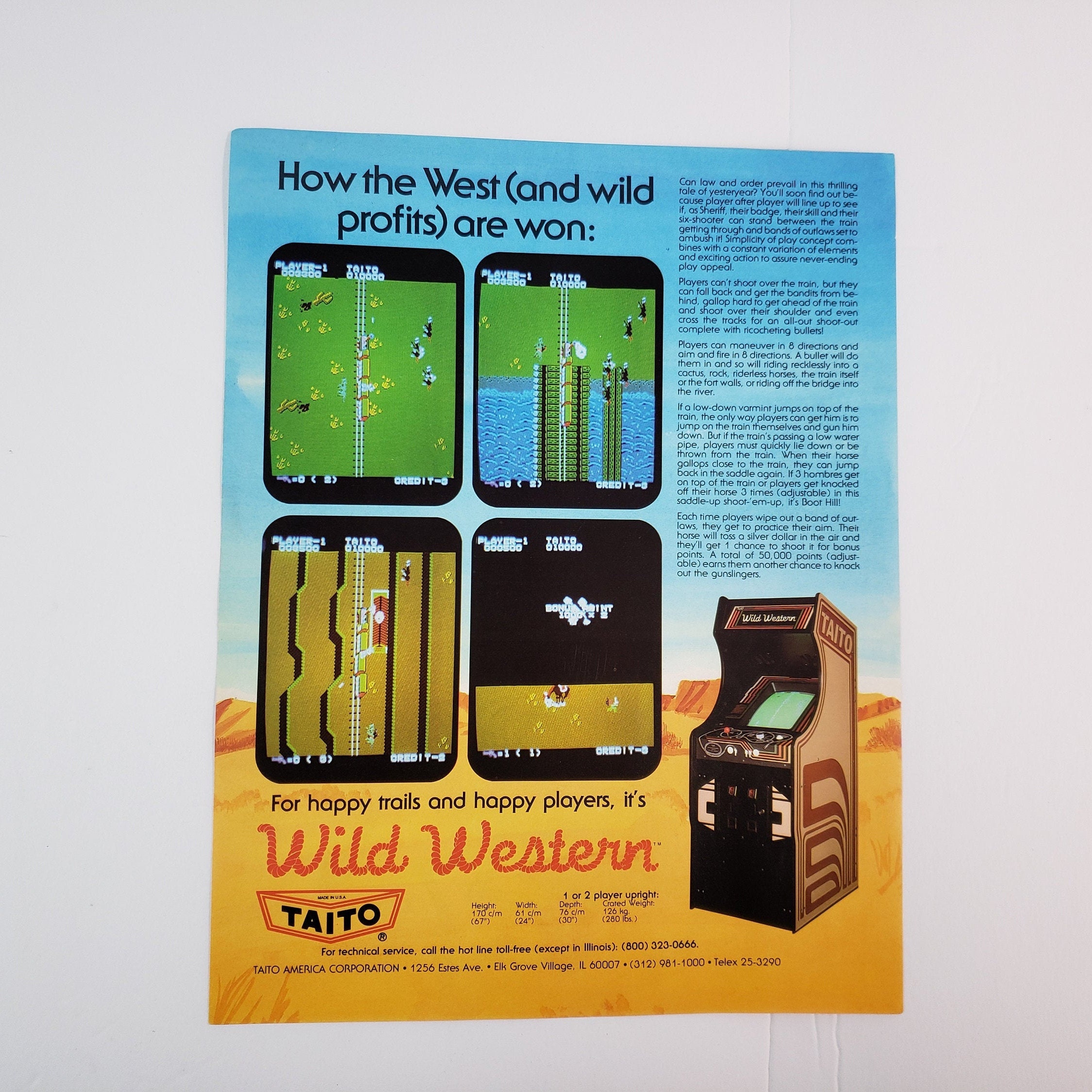 Vintage Taito WILD WESTERN Arcade Machine Video Game Original - Etsy Finland