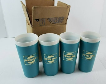 Lote de 4 copos vintage NOS Pepsi Tupperware Pastel Copos Pepsi-Cola