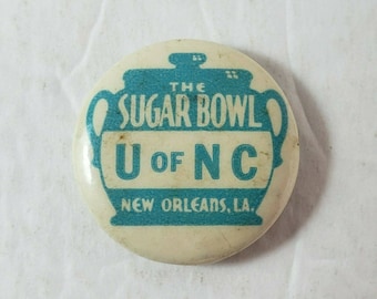 Vtg U of NC UNC Sugar Bowl College University Pinback Button 1" Carolina del Norte