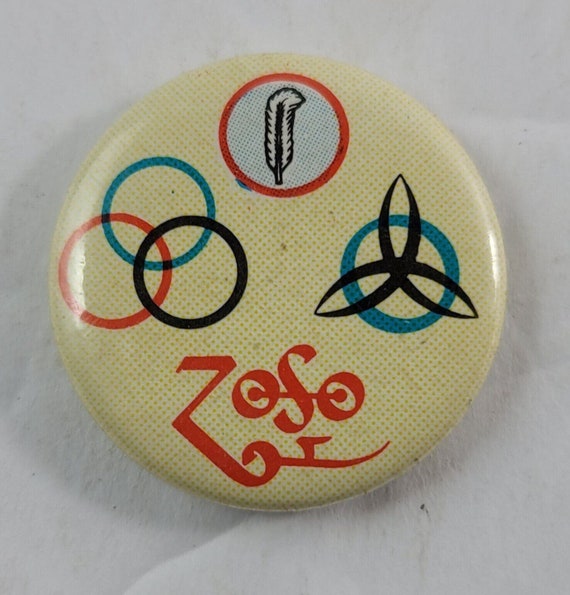 Vintage 1970s LED ZEPPELIN pin 1" Badge ZOSO butt… - image 1