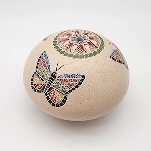 Mata Ortiz Pottery Oscar Ramirez Seed Pot Nature Butterfly Mexican Ceramic Art