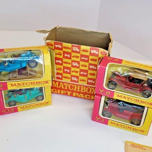 Vintage 4 Car Matchbox Gift Pack 1960&#39;s Model&#39;s of Yesteryear Lesney RARE