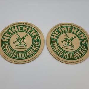 Lote de 2 porta-copos vintage Heineken importados da Holanda, cerveja belga, 4" Heineken imagem 2