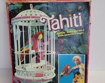 TAHITI Barbies Haustier Vogel mit Käfig #2064 Vintage Mattel Papagei 1985 Neu