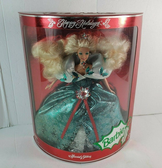 Special Edition 1995 Holiday Barbie Collection Mattel Green Dress Damaged Box 