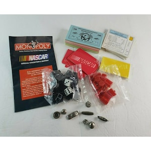 1997 Monopoly NASCAR Collectors Edition Parts Lot -- Tutti i pezzi di gioco più sigillati