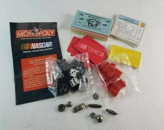 1997 Monopoly NASCAR Collectors Edition Parts Lot -- All Game Pieces Most Sealed
