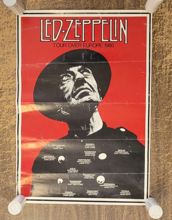 ヴィンテージ レッド・ツェッペリン ポスター オリジナル 24 x ヴィンテージ レッド・ツェッペリン ポスター オリジナル 24 x