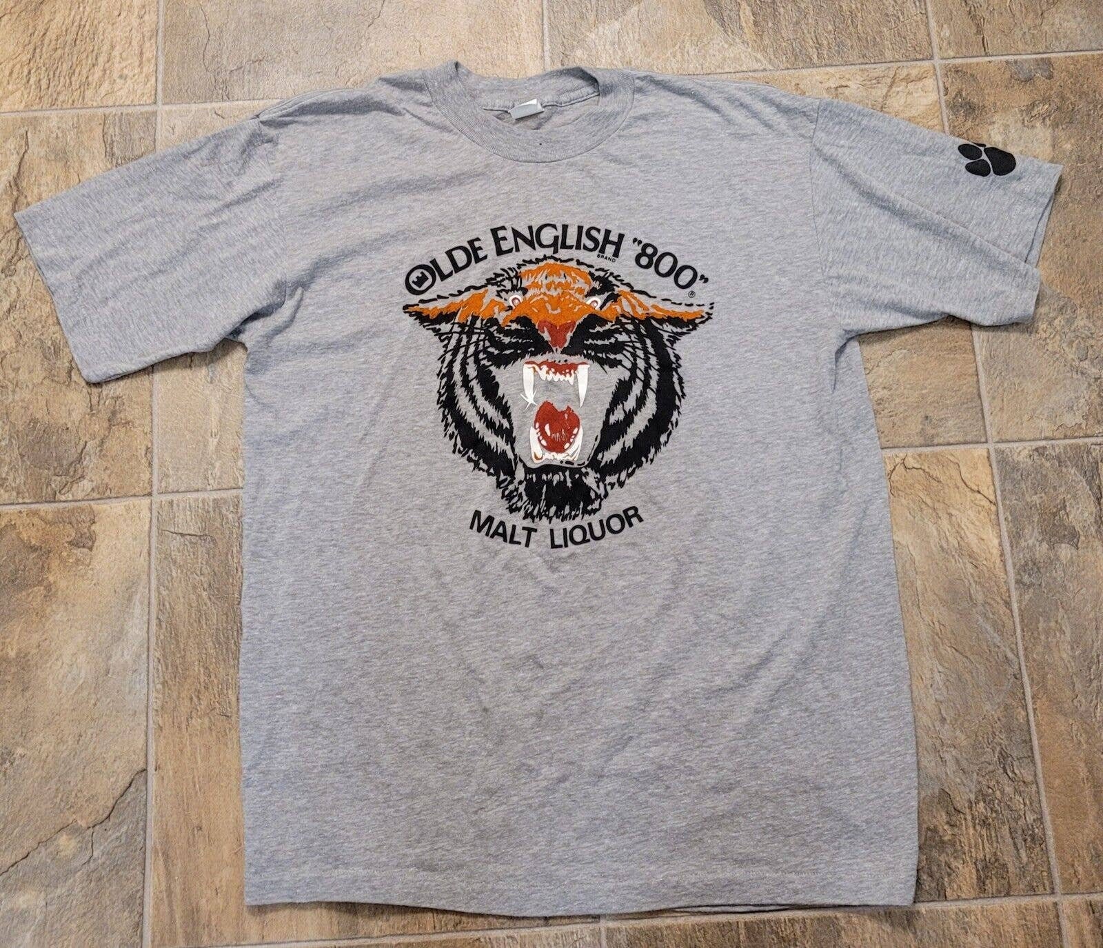 Logo Stitch - Single Liquor Brand T-shirt Olde 1970s 800s English Etsy XL Vtg 80s Tiger