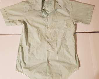 Vintage 1950s 60s Matt Andrews Men's Medium Val-Press Dress Shirt Made in Japan Blue