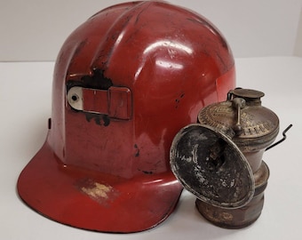 MSA Comfo-Cap Coal Miners Helmet Model ANSI Z89.1-1969 Class A Red Liner & Lamp