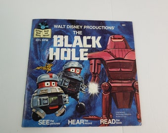 Vintage The Black Hole Read-Along Boek en Record Walt Disney Disneyland 1979