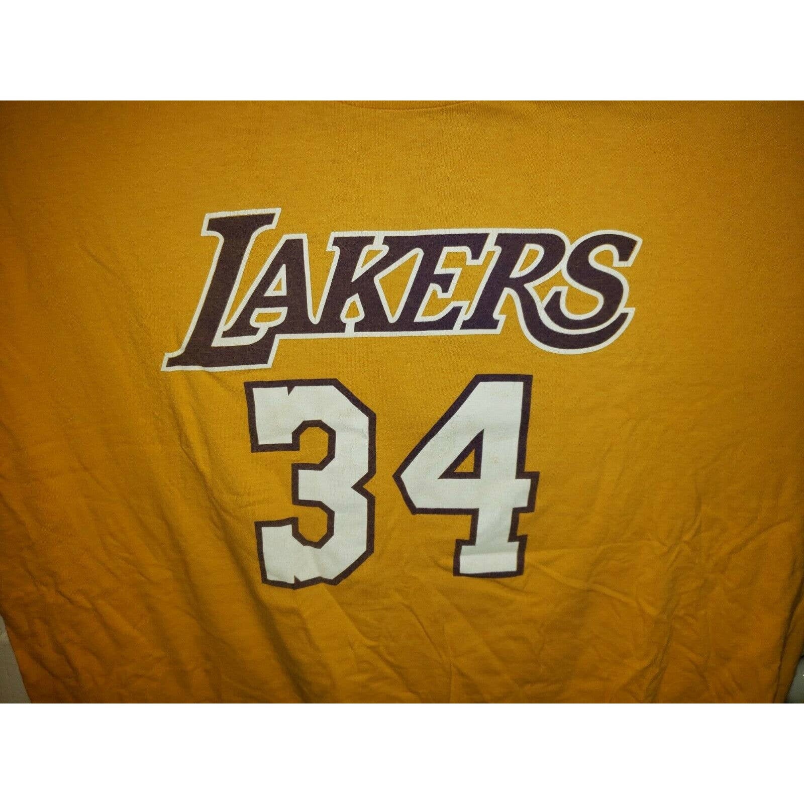 Vintage 90s Los Angeles Lakers #34 Shaquille O'Neal Shaq T-Shirt -  Size XXL 2XL
