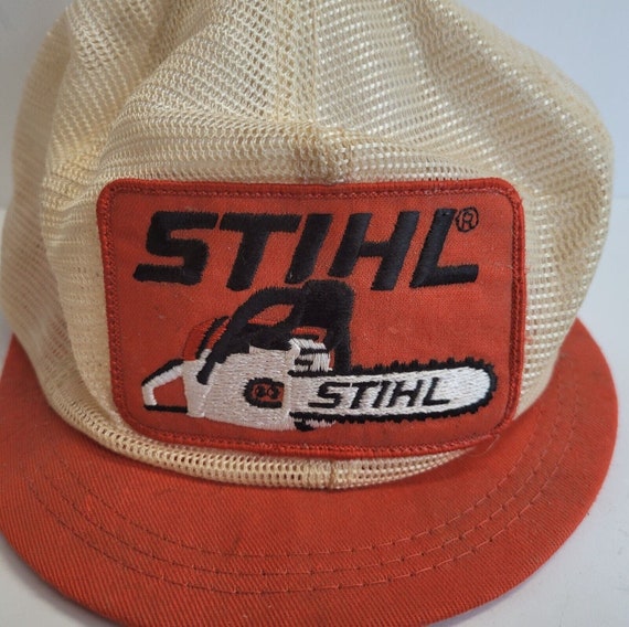 Vtg Stihl Trucker Hat Snapback Hat Short Bill Puf… - image 3