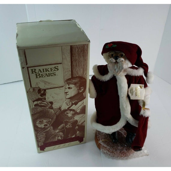 Robert Raikes Bears 1990 Classic Santa Bear w Wooden Stand & Etsy