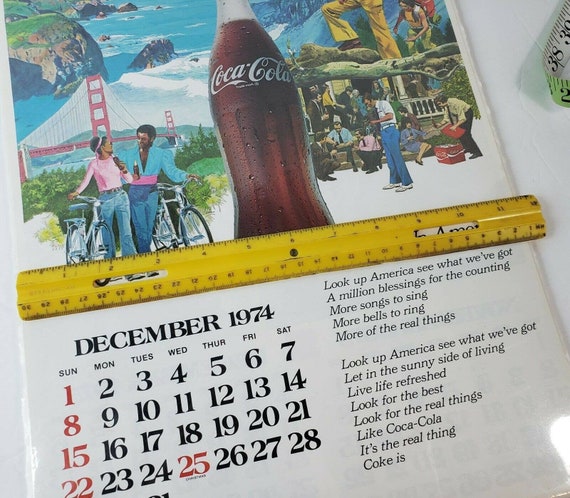 Vintage Coca Cola Coke Advertising 1974 Calendar Look up America