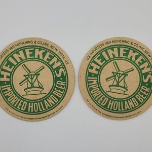 Lote de 2 porta-copos vintage Heineken importados da Holanda, cerveja belga, 4" Heineken imagem 1