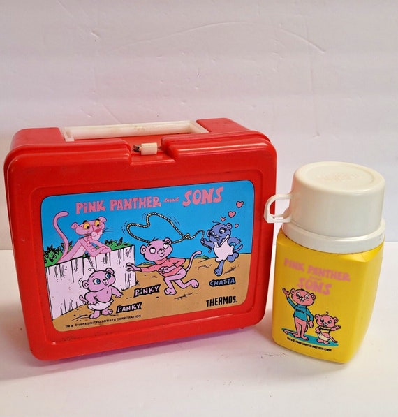 Vintage Pink Panther and Sons Plastic Lunchbox and