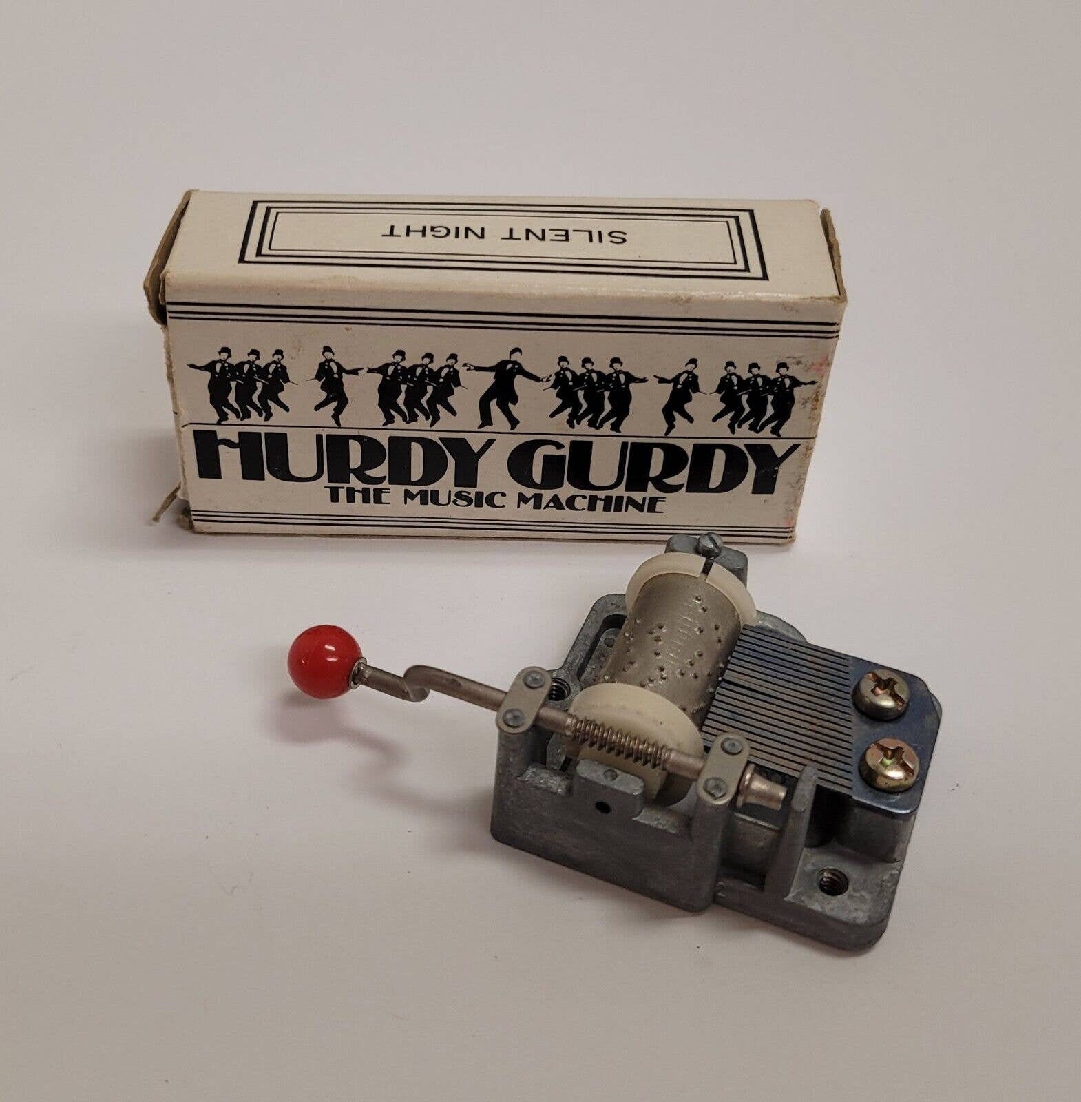 Vintage Hurdy Gurdy The Music Machine Music Box w/ Box WORKS Plays Silent  Night