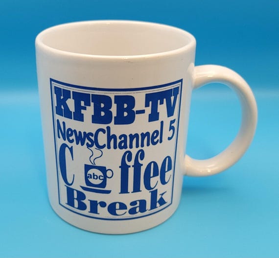 Vintage ABC KFBB-TV Newschannel 5 Coffee Break Mug Cup News Station Blue  White - Etsy