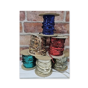 Sequin Trim 5mm almost 1/4 inch Vintage Sold by the Yard 5 Different Colors