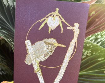 two of wands/ branches. green heron, orchid, mangroves