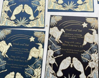 Custom Silkscreen Wedding Invitation/party favors/ save the dates/ birthday invitation/ wedding ceremony poster/Ketubah /memorial / whatever