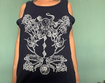 3 of shells/cups tank shirt. gender neutral.