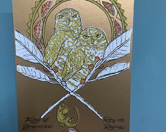 King of branches / king of wands postcard, mini-print, tarot card