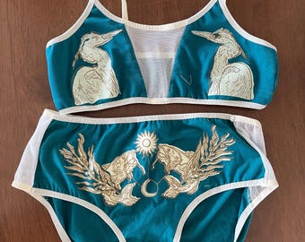 1 set of fishy underwear . Nature undies. Handprinted undies. Witchy underwear.