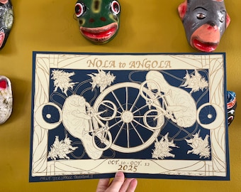 Misprints: Nola 2 Angola posters 2025 manatees on bikes