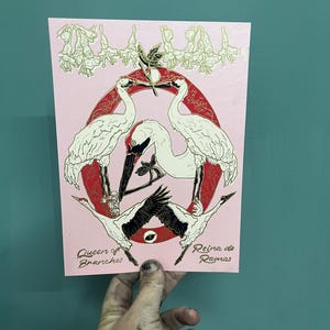 Cartão postal, mini-impressão, carta de tarô da rainha dos ramos / rainha das varinhas