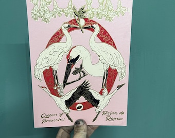 Queen of branches / queen of wands postcard, mini-print, tarot card
