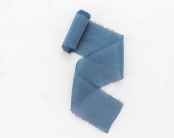 1" Dark Blue Silk Ribbon for Wedding, Floral Design, Stationery, Gifting