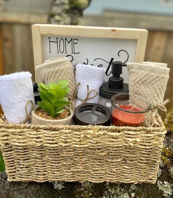 Must Haves house Warming Gift Basket Bathroom Themed 