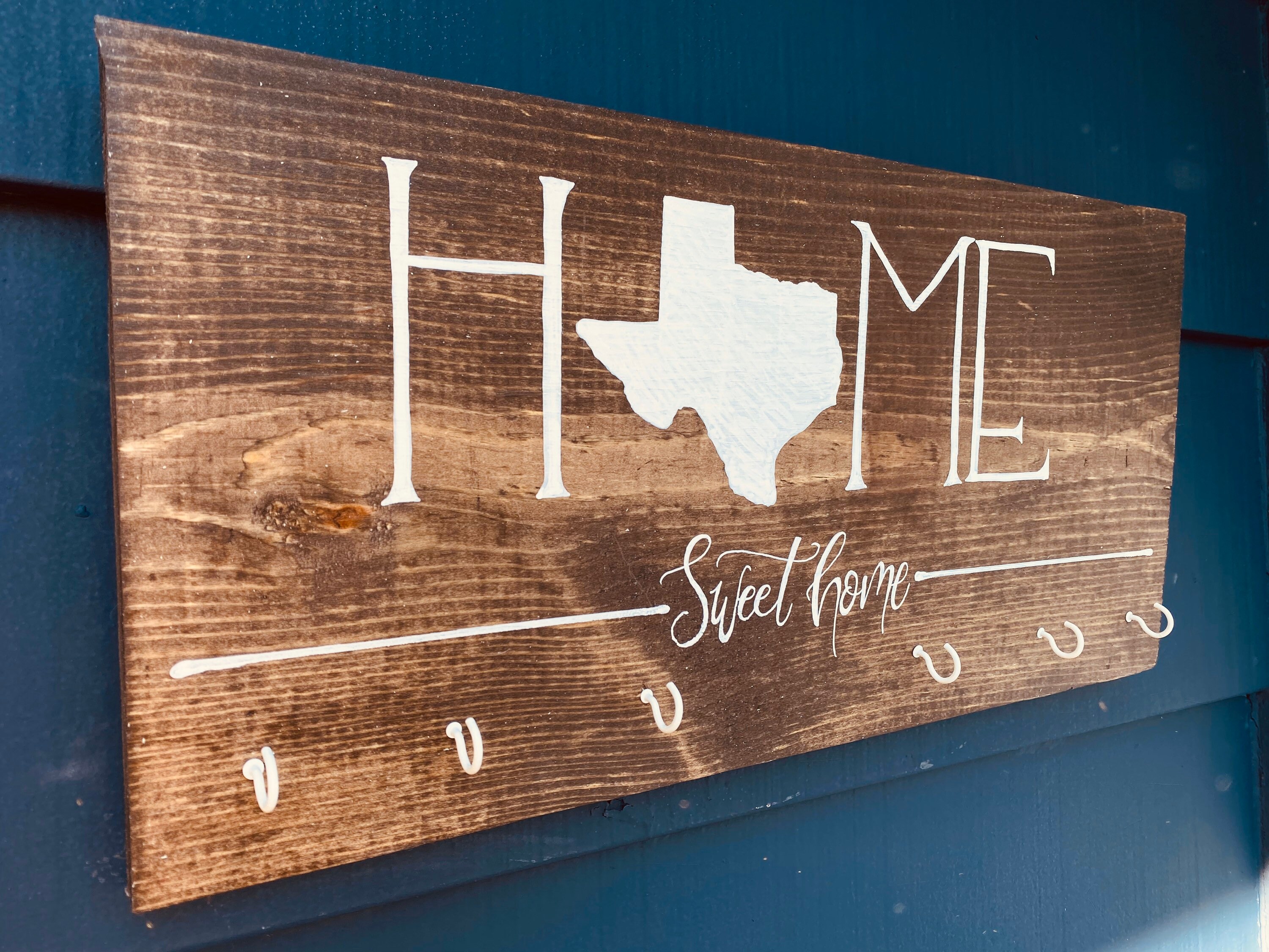 CUSTOMIZABLE home sign with hooks for keys Etsy