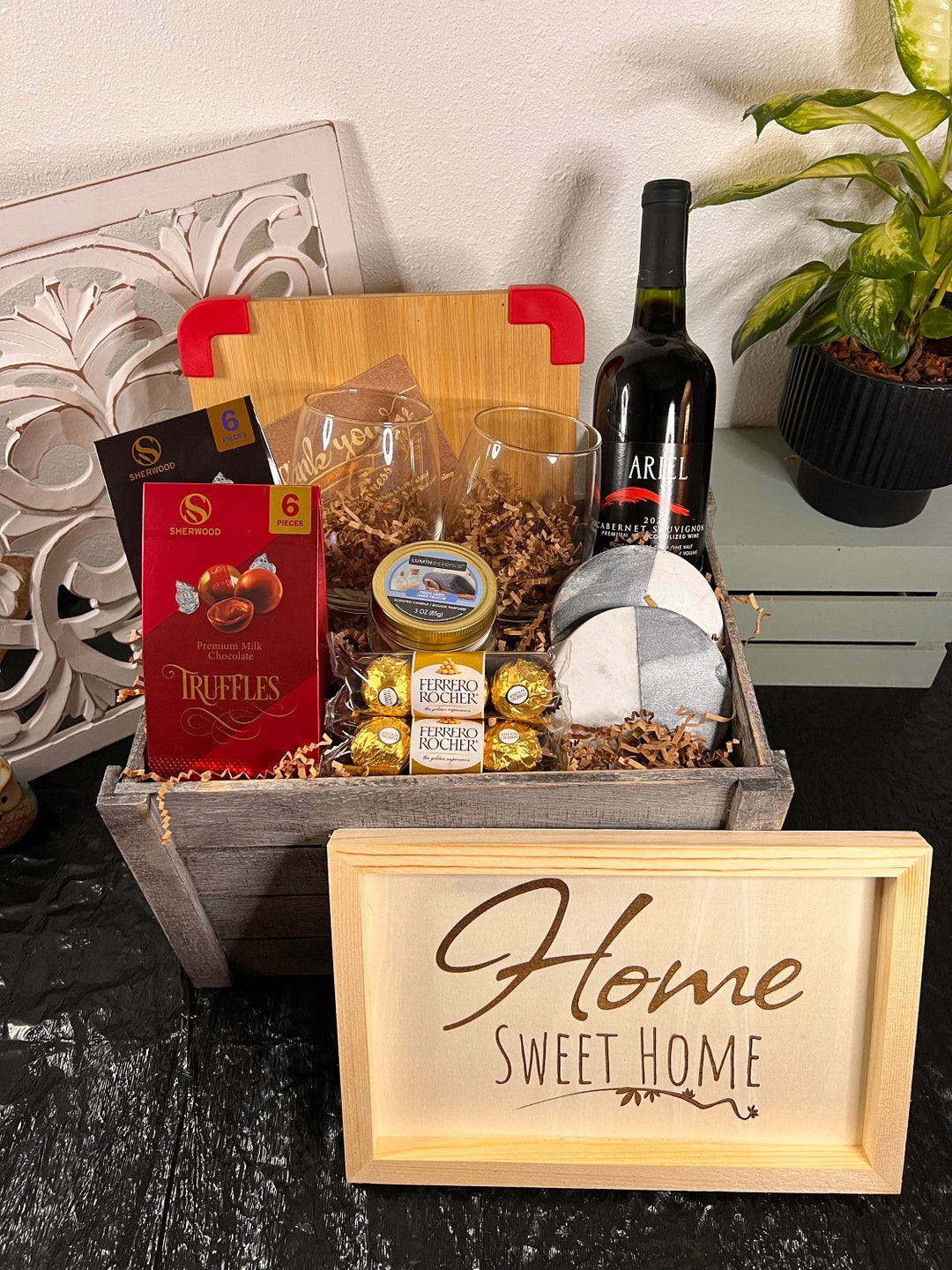 Wine Lover Gift Basket With Custom Sign - Main Image